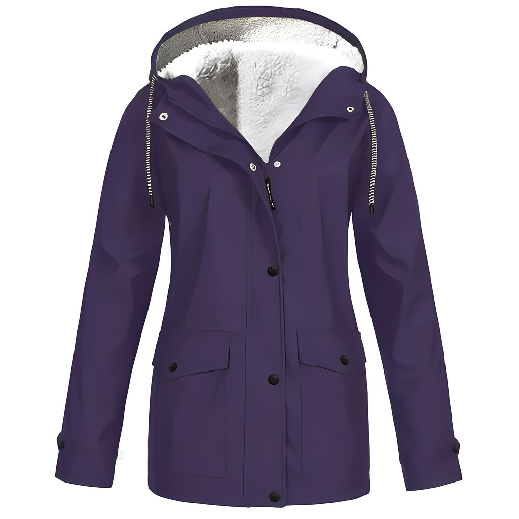 NOUVEAU RICHE Damen Übergangsjacke Mit Kapuze Und Fleecefutter Warm Violett