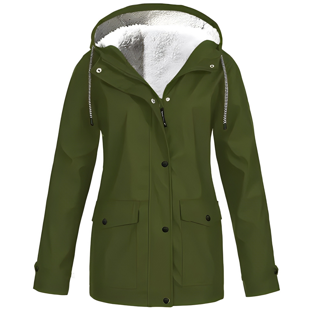 NOUVEAU RICHE Damen Übergangsjacke Mit Kapuze Und Fleecefutter Warm Grün