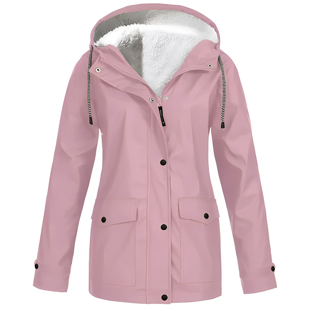 NOUVEAU RICHE Damen Übergangsjacke Mit Kapuze Und Fleecefutter Warm Rosa