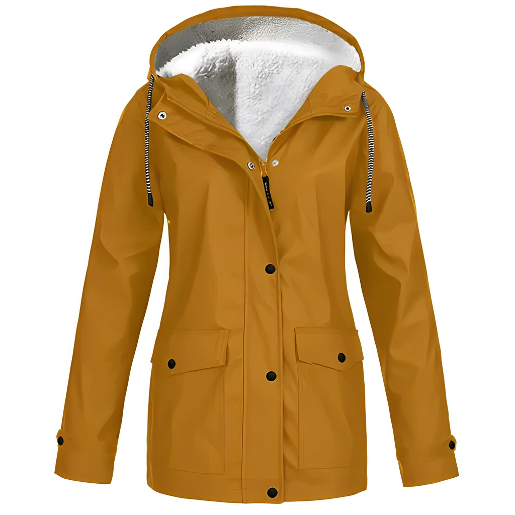 NOUVEAU RICHE Damen Übergangsjacke Mit Kapuze Und Fleecefutter Warm Dunkelgelb