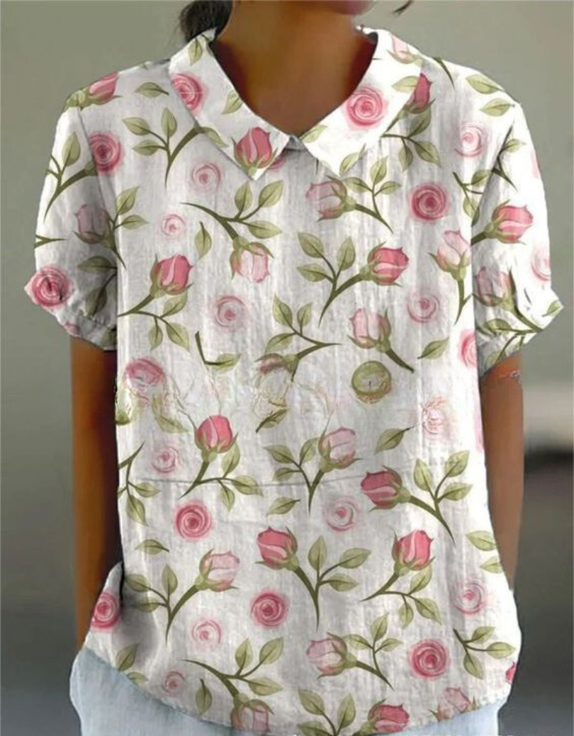 NOUVEAU RICHE Damen Vintage Blumenbluse Lässig Romantisch Leichter Stoff Weiß 3