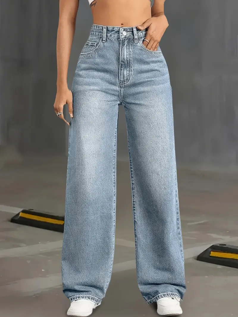 NOUVEAU RICHE Damen Vintage Mom Jeans Mit Weitem Bein Zeitloser Look