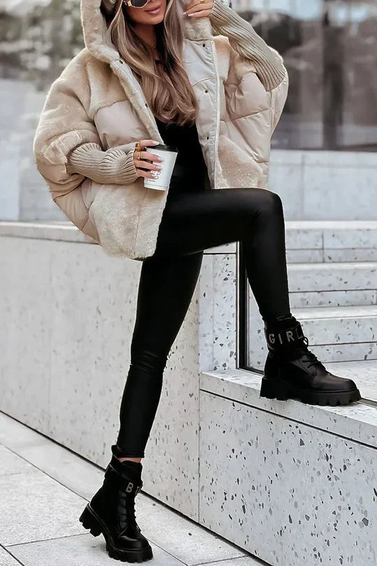 NOUVEAU RICHE Dôre | Damen Warme Winterjacke - Elegante & Winddichte Übergangsjacke mit Kapuze