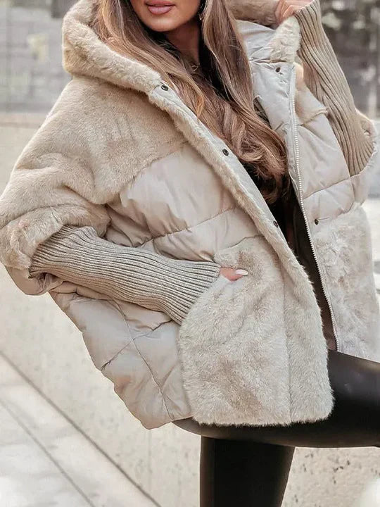 NOUVEAU RICHE Dôre | Damen Warme Winterjacke - Elegante & Winddichte Übergangsjacke mit Kapuze Schwarz