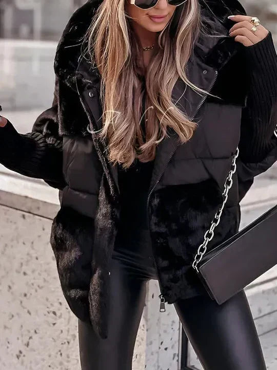 NOUVEAU RICHE Dôre | Damen Warme Winterjacke - Elegante & Winddichte Übergangsjacke mit Kapuze