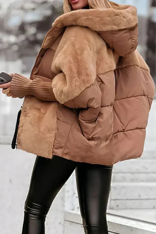NOUVEAU RICHE Dôre | Damen Warme Winterjacke - Elegante & Winddichte Übergangsjacke mit Kapuze