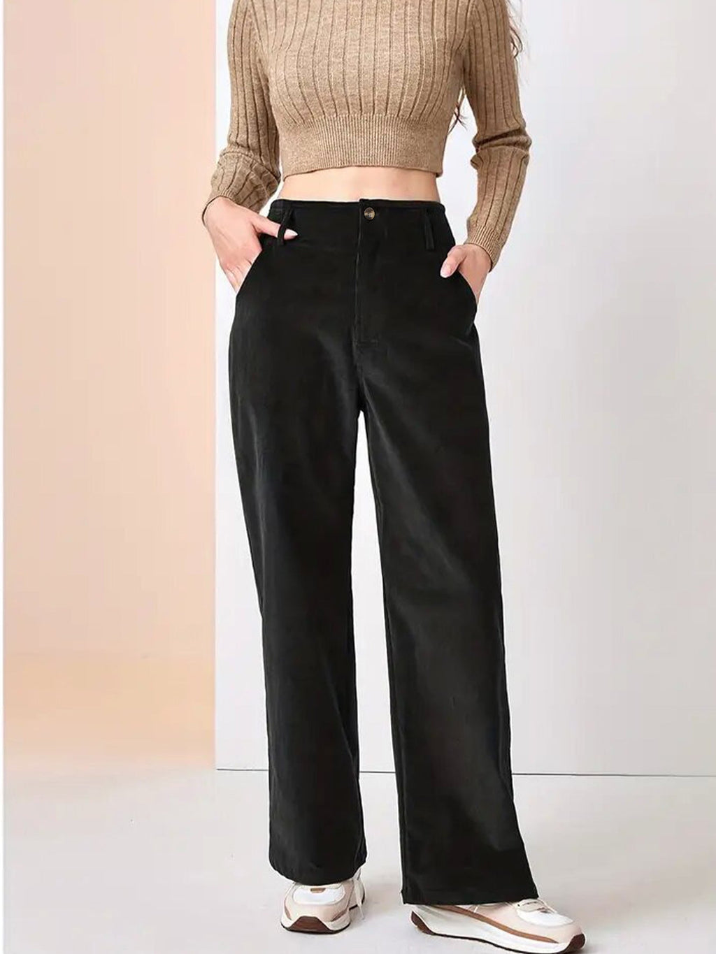 NOUVEAU RICHE Damen Weites Bein Cordhose Lässiger Stil Alltagstauglich
