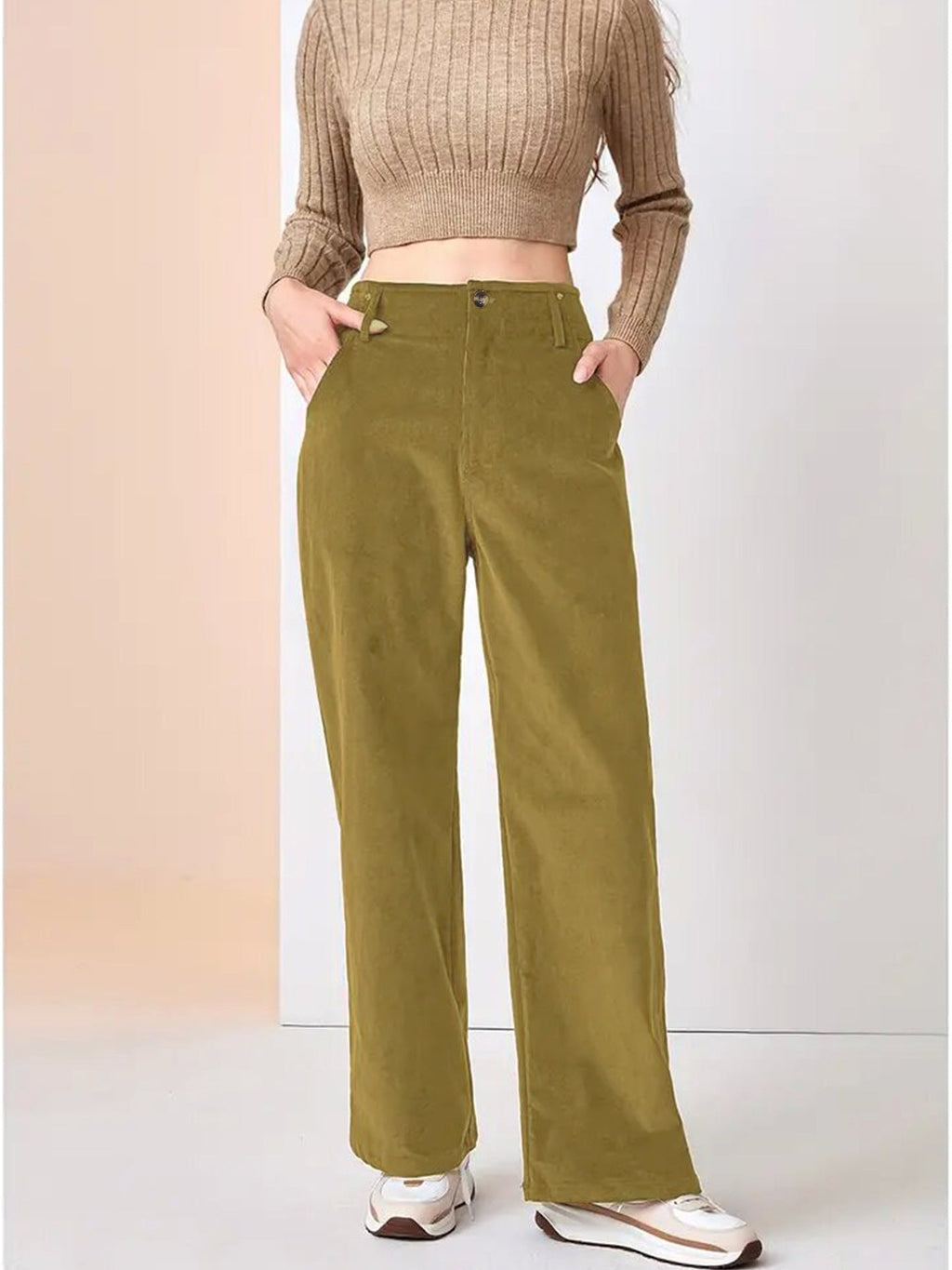 NOUVEAU RICHE Damen Weites Bein Cordhose Lässiger Stil Alltagstauglich