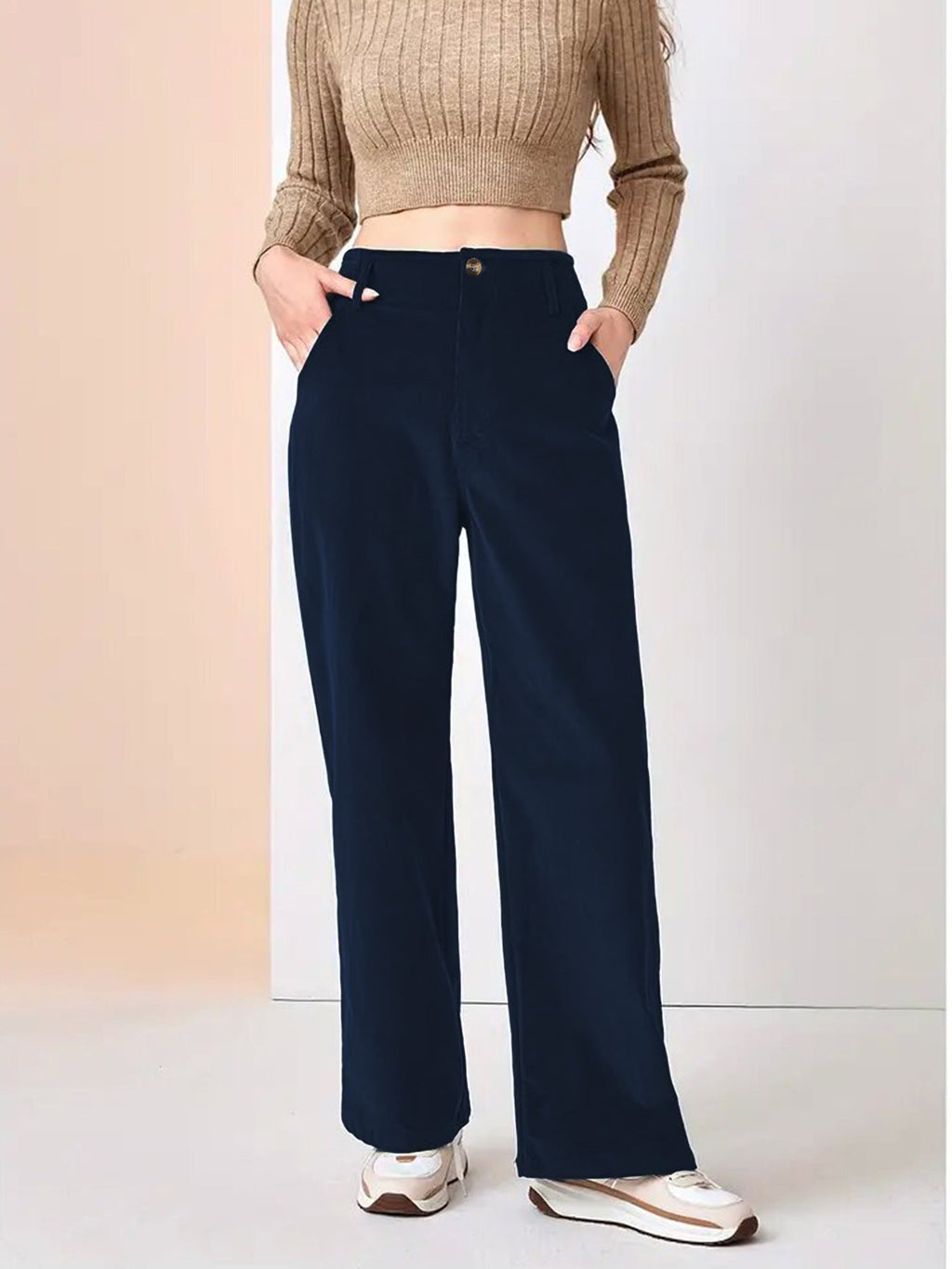 NOUVEAU RICHE Damen Weites Bein Cordhose Lässiger Stil Alltagstauglich
