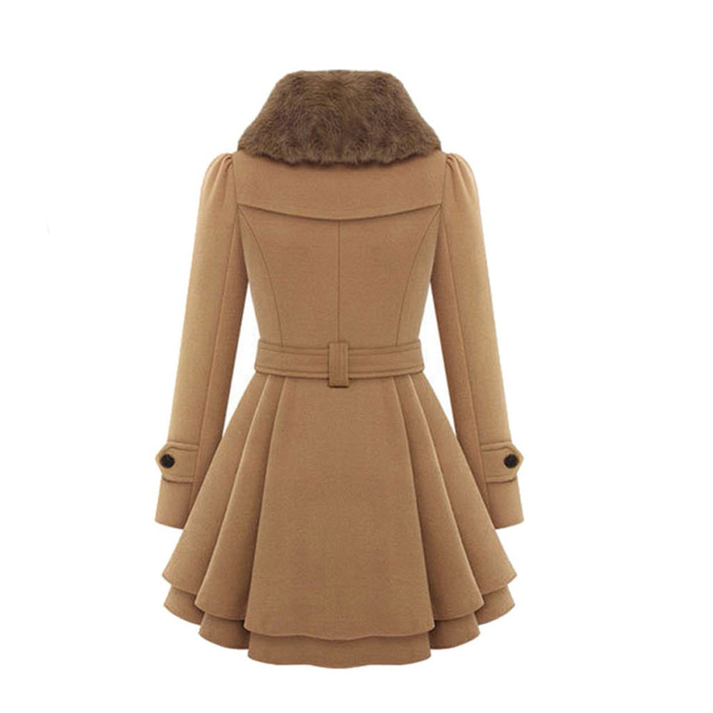 NOUVEAU RICHE Damen Winterjacke Mit Gürtel Fellfutter Warm Luxuriöse Wärme