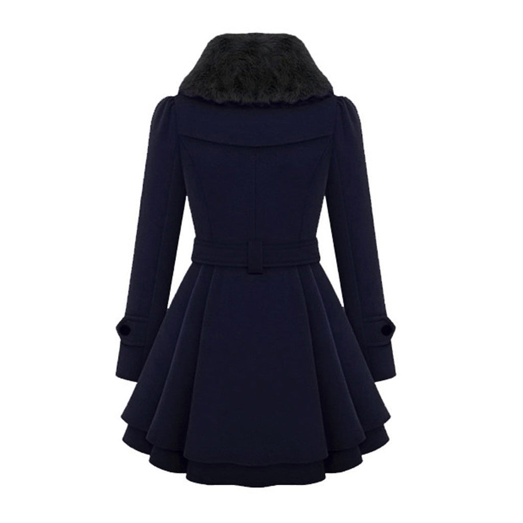 NOUVEAU RICHE Damen Winterjacke Mit Gürtel Fellfutter Warm Luxuriöse Wärme