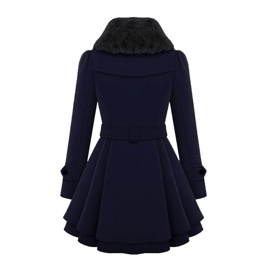 NOUVEAU RICHE Damen Winterjacke Mit Gürtel Fellfutter Warm Luxuriöse Wärme