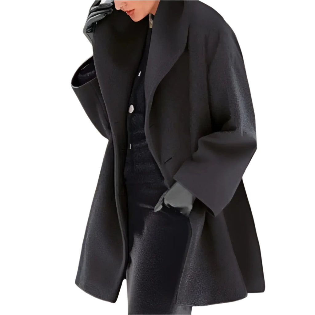 NOUVEAU RICHE Damen Wintermantel Einfarbig Mit Regulärer Passform Wintertauglich Schwarz