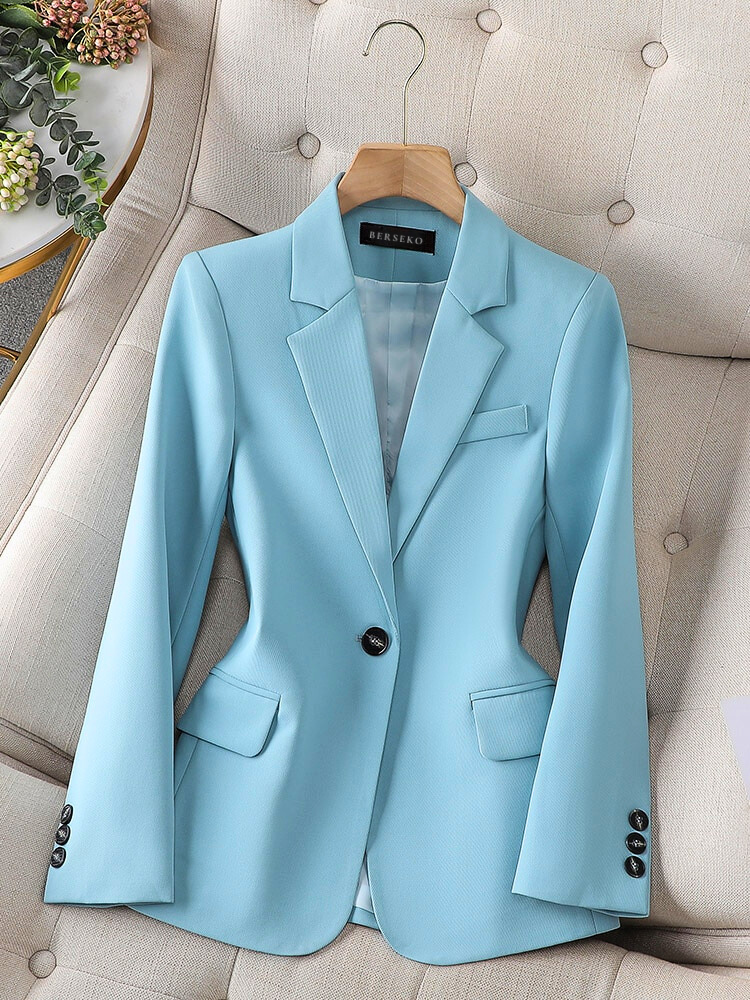 NOUVEAU RICHE Damenblazer Tailored Fit Einreihig Elegante Büro Und Abendgarderobe Für Professionelle Anlässe Blau