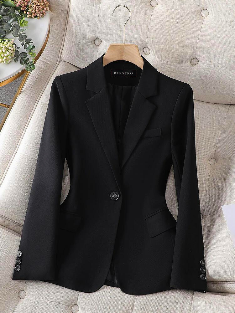 NOUVEAU RICHE Damenblazer Tailored Fit Einreihig Elegante Büro Und Abendgarderobe Für Professionelle Anlässe Schwarz