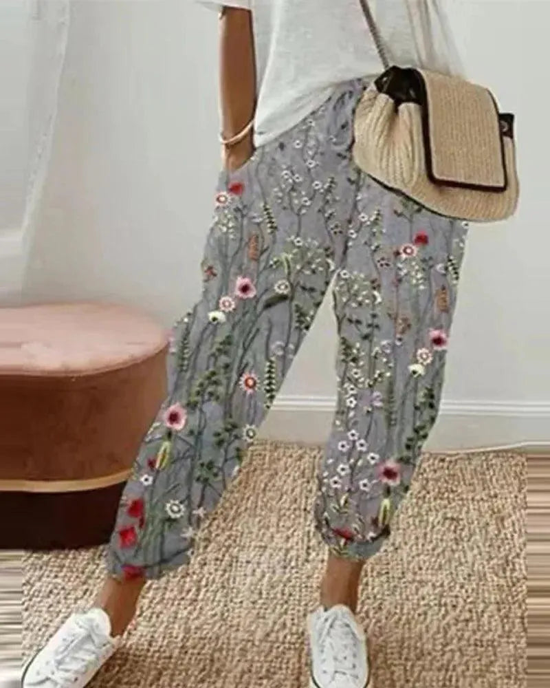 NOUVEAU RICHE Damenhose Atmungsaktiv Lockere Passform Kordelzug in Der Taille Gestreifte Freizeitkleidung für Ultimativen Komfort und Stil Grau