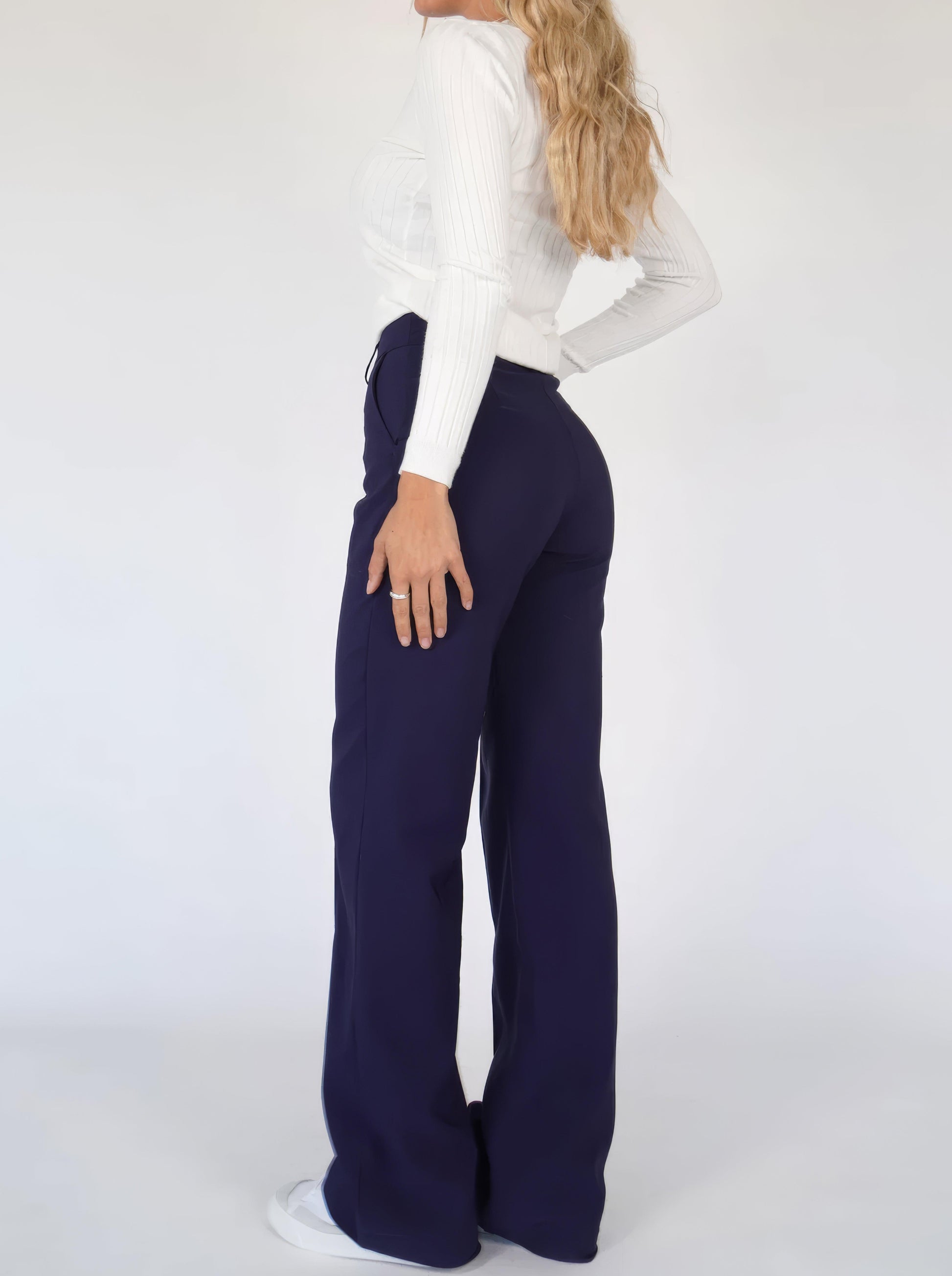 NOUVEAU RICHE Damenhose Hohe Taille Weite Beine Elegante Taillierte Passform Lange Länge Vielseitig Für Jeden Anlass