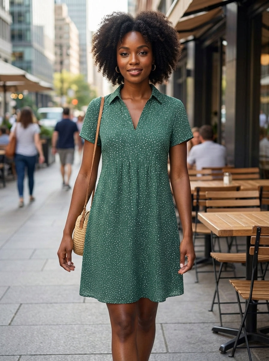 NOUVEAU RICHE Luna | Damenkleid - Kurzarmkleid mit Kragen