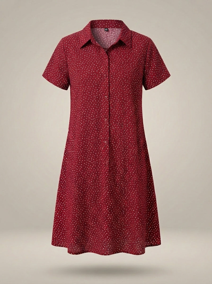 NOUVEAU RICHE Luna | Damenkleid - Kurzarmkleid mit Kragen Rot