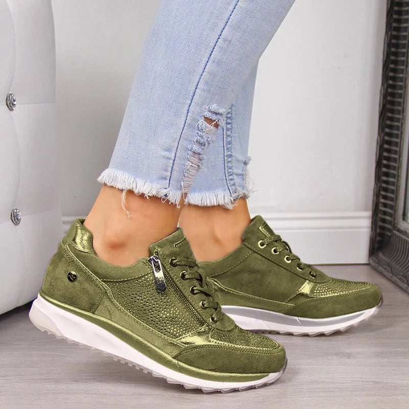 NOUVEAU RICHE Damen-Schnürschuhe – Modernes Design & praktischer Seitenreißverschluss Grün