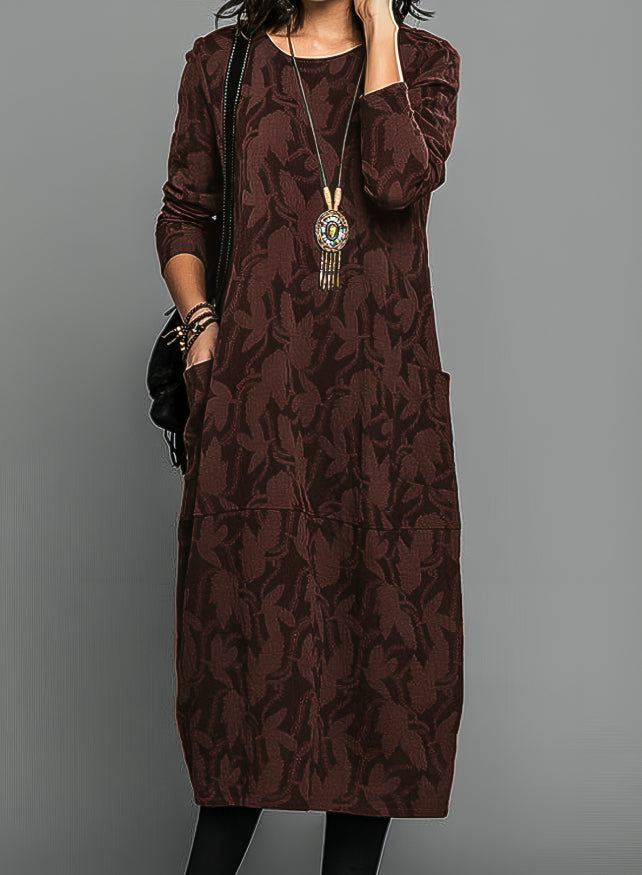 NOUVEAU RICHE Elegantes Winterkleid Mit Taschen Vielseitig Und Warm Burgund