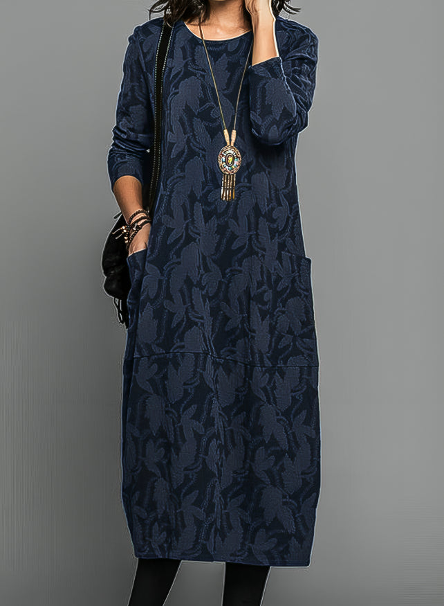 NOUVEAU RICHE Elegantes Winterkleid Mit Taschen Vielseitig Und Warm Blau