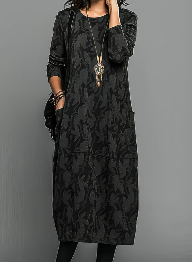 NOUVEAU RICHE Elegantes Winterkleid Mit Taschen Vielseitig Und Warm Schwarz