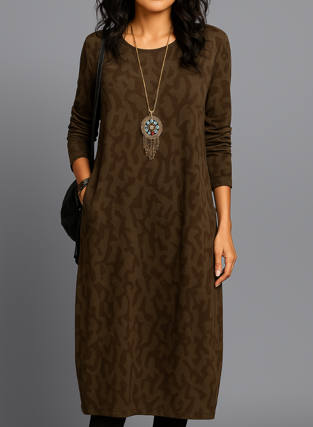 NOUVEAU RICHE Elegantes Winterkleid Mit Taschen Vielseitig Und Warm Braun