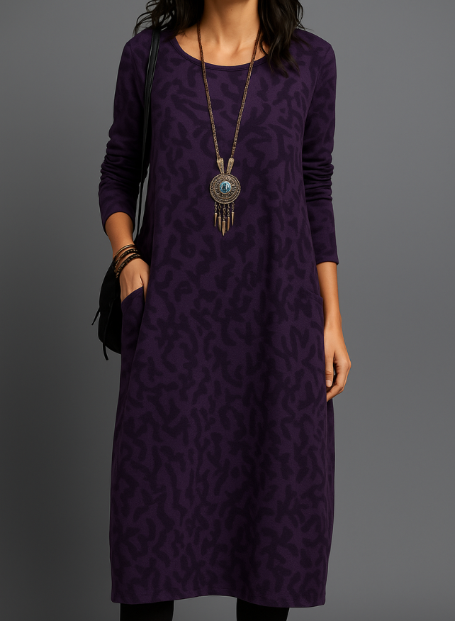 NOUVEAU RICHE Elegantes Winterkleid Mit Taschen Vielseitig Und Warm Lila