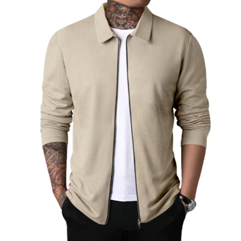 NOUVEAU RICHE Lässiger Reißverschluss Cardigan Für Herren Stilvoll Und Bequem Beige