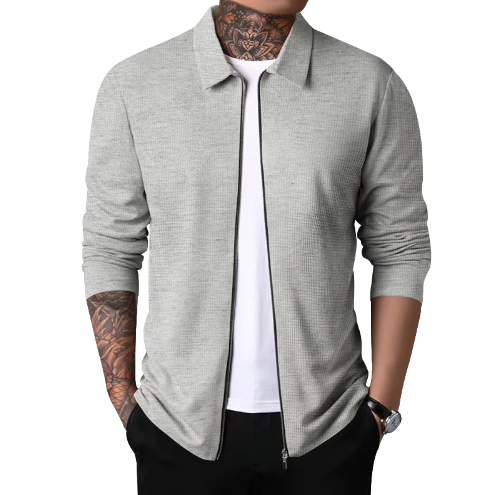 NOUVEAU RICHE Lässiger Reißverschluss Cardigan Für Herren Stilvoll Und Bequem Grau