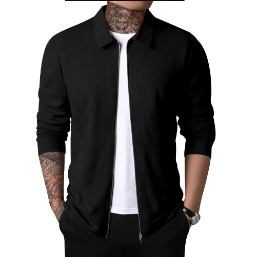 NOUVEAU RICHE Lässiger Reißverschluss Cardigan Für Herren Stilvoll Und Bequem Schwarz