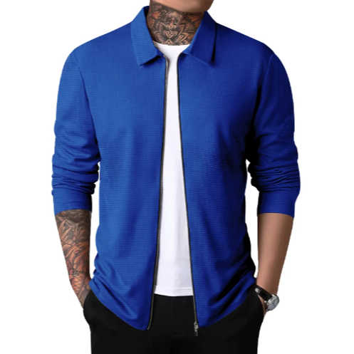 NOUVEAU RICHE Lässiger Reißverschluss Cardigan Für Herren Stilvoll Und Bequem Blau