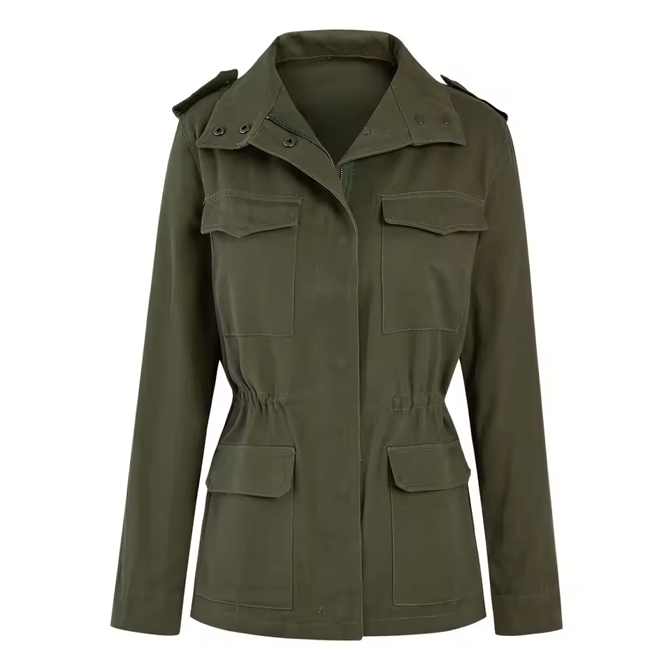 NOUVEAU RICHE Damen Übergangsjacke Leicht – Knopfverschluss & Funktional Grün