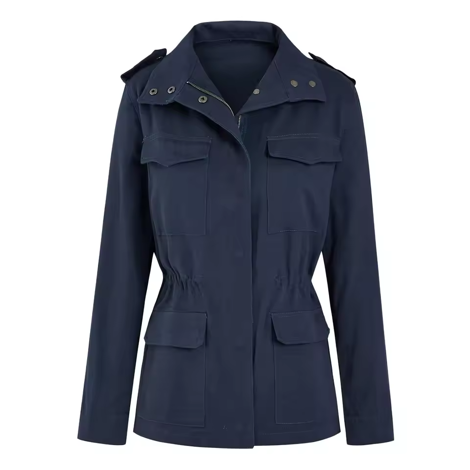 NOUVEAU RICHE Damen Übergangsjacke Leicht – Knopfverschluss & Funktional Blau