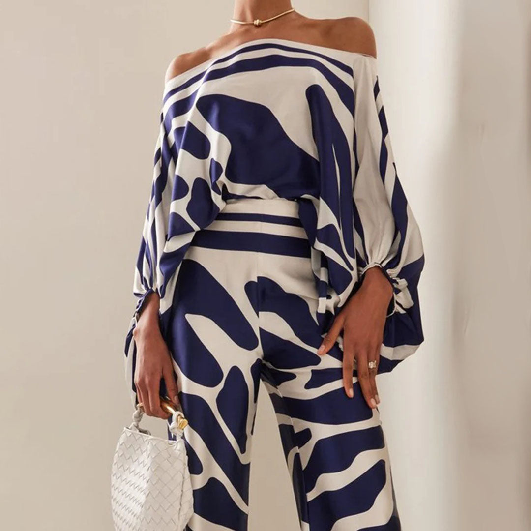 NOUVEAU RICHE Romantisches Off Schulter Zweiteiliges Sommerset Mit Prints