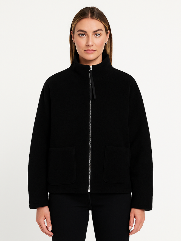 NOUVEAU RICHE Übergroße Sherpa Fleecejacke Ultrawarm Für Kalte Tage Schwarz