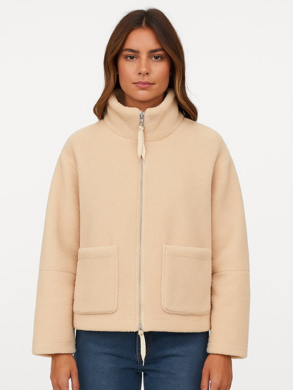 NOUVEAU RICHE Übergroße Sherpa Fleecejacke Ultrawarm Für Kalte Tage Aprikose