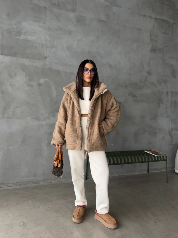 NOUVEAU RICHE Übergroße Sherpa Fleecejacke Ultrawarm Für Kalte Tage