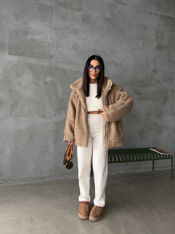 NOUVEAU RICHE Übergroße Sherpa Fleecejacke Ultrawarm Für Kalte Tage