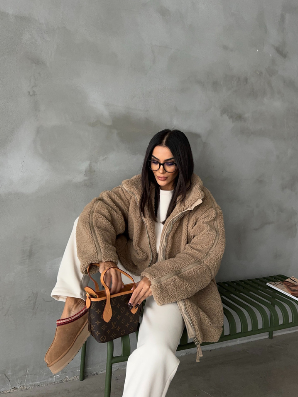 NOUVEAU RICHE Übergroße Sherpa Fleecejacke Ultrawarm Für Kalte Tage