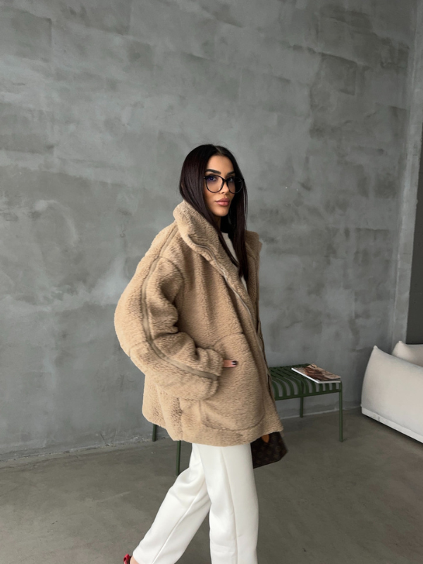 NOUVEAU RICHE Übergroße Sherpa Fleecejacke Ultrawarm Für Kalte Tage