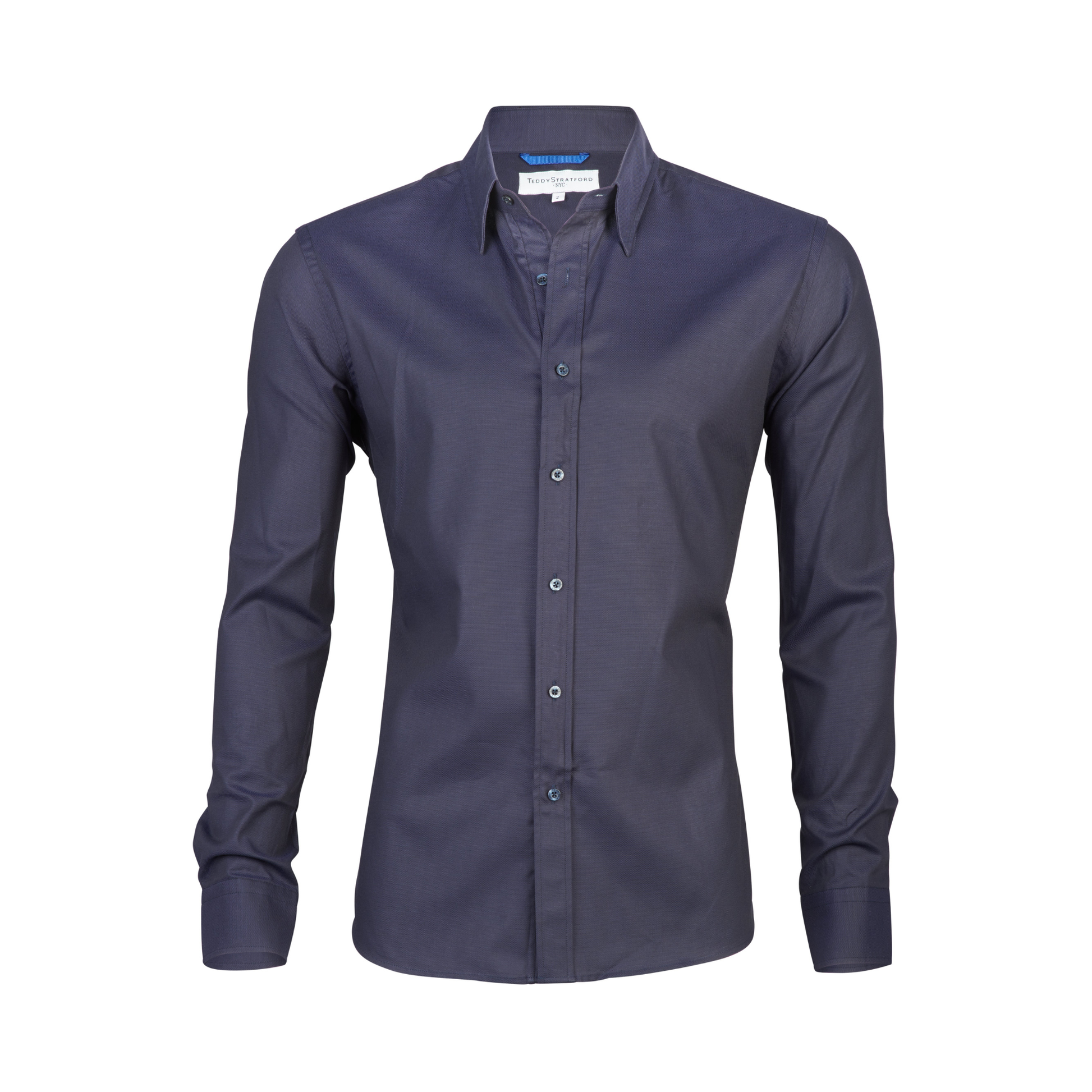 NOUVEAU RICHE Hemd Zip Fit Verdeckter Reißverschluss Schlank Silhouette Dunkelblau