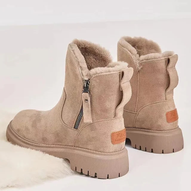 NOUVEAU RICHE Winterschuhe Damen Stiefel Mittelhoher Schaft Warm Gefüttert Aprikose