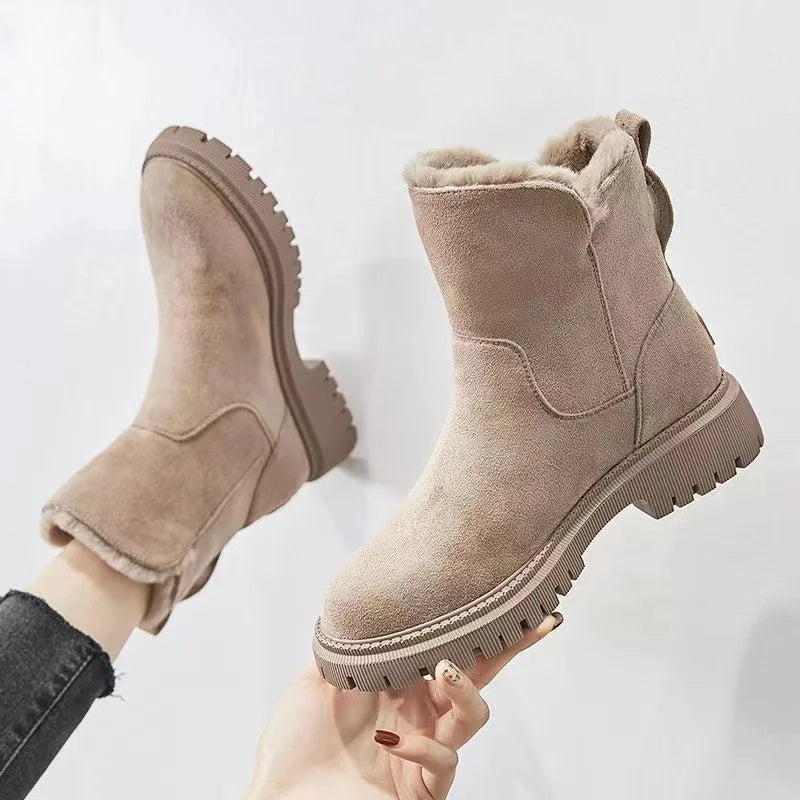 NOUVEAU RICHE Winterschuhe Damen Stiefel Mittelhoher Schaft Warm Gefüttert