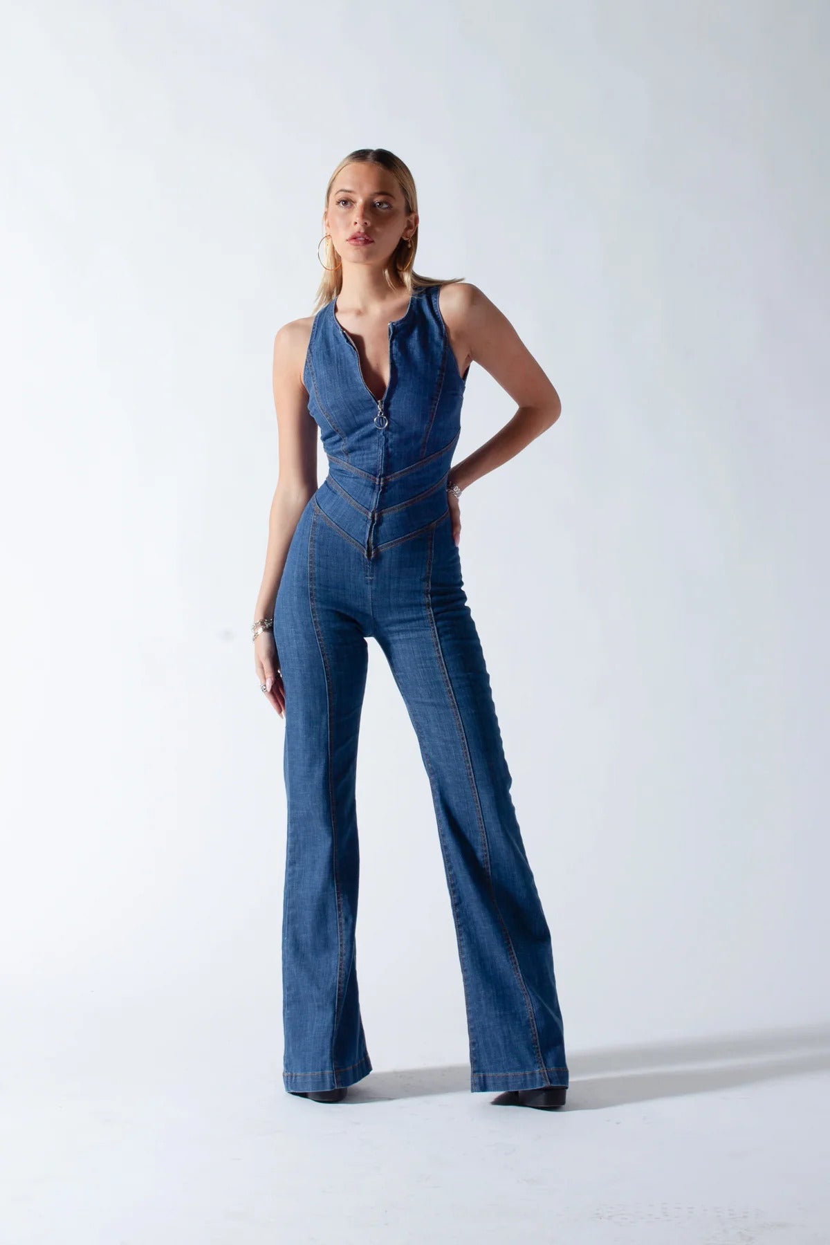 NOUVEAU RICHE Denim Overall Damen Herzförmiger Rückenausschnitt Ärmellos XXL