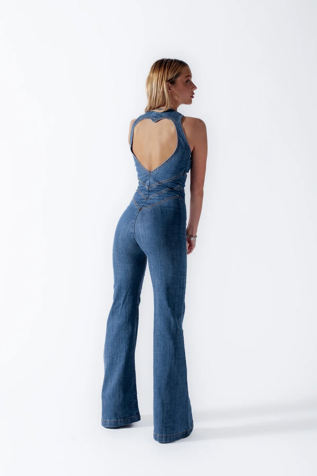 NOUVEAU RICHE Denim Overall Damen Herzförmiger Rückenausschnitt Ärmellos