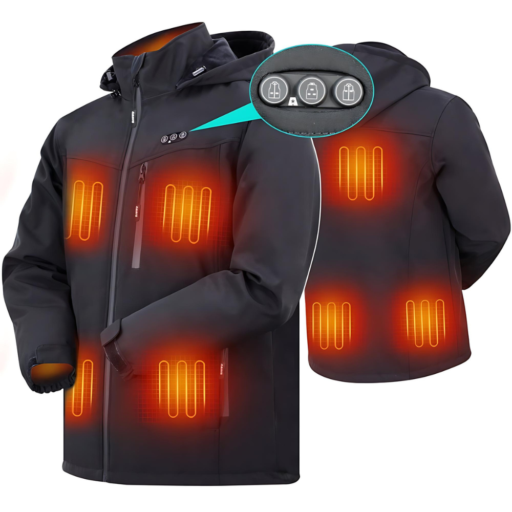 NOUVEAU RICHE Beheizte Herrenjacke – Wiederaufladbare Winterjacke mit 8 Heizzonen, wasserabweisend, S–2XL
