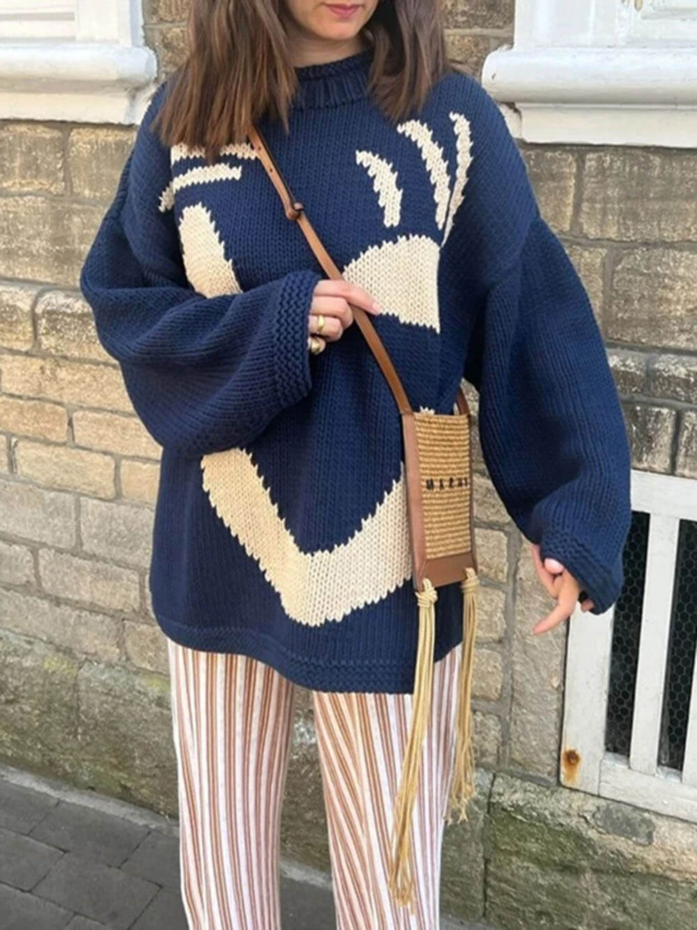 NOUVEAU RICHE Happy Sunday Feel Good Strickpullover für gemütlichen Komfort