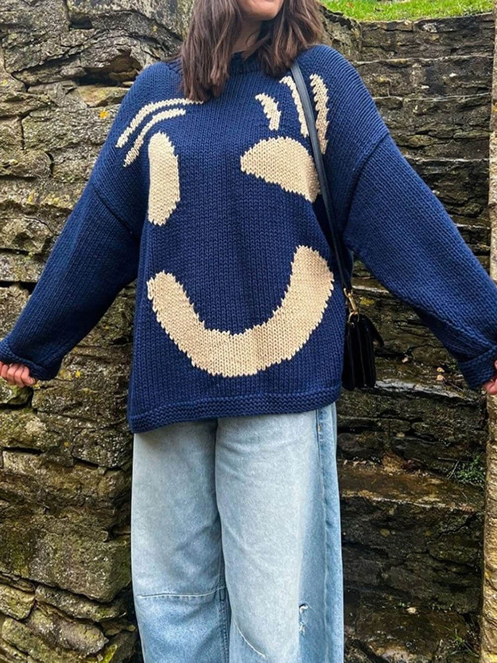 NOUVEAU RICHE Happy Sunday Feel Good Strickpullover für gemütlichen Komfort